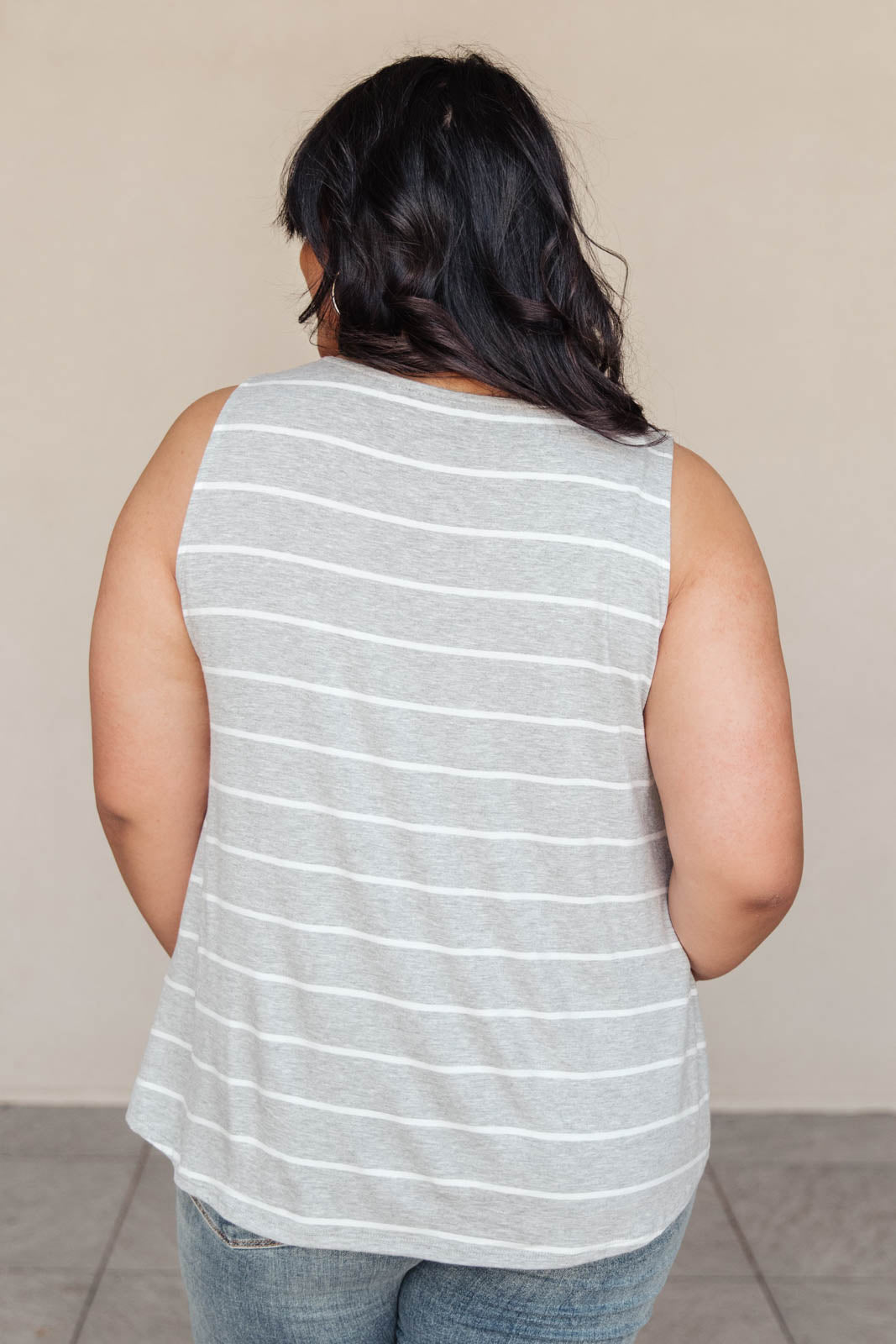 Marina Stripe Tank in Gray