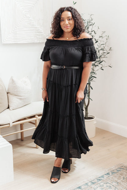 Olivia Tiered Maxi Dress in Black