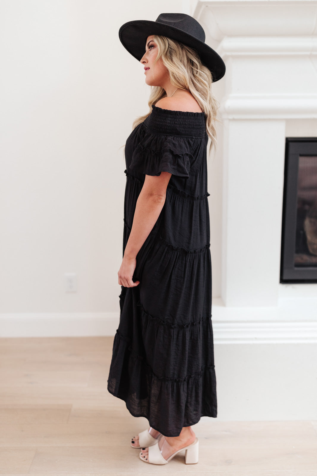 Olivia Tiered Maxi Dress in Black