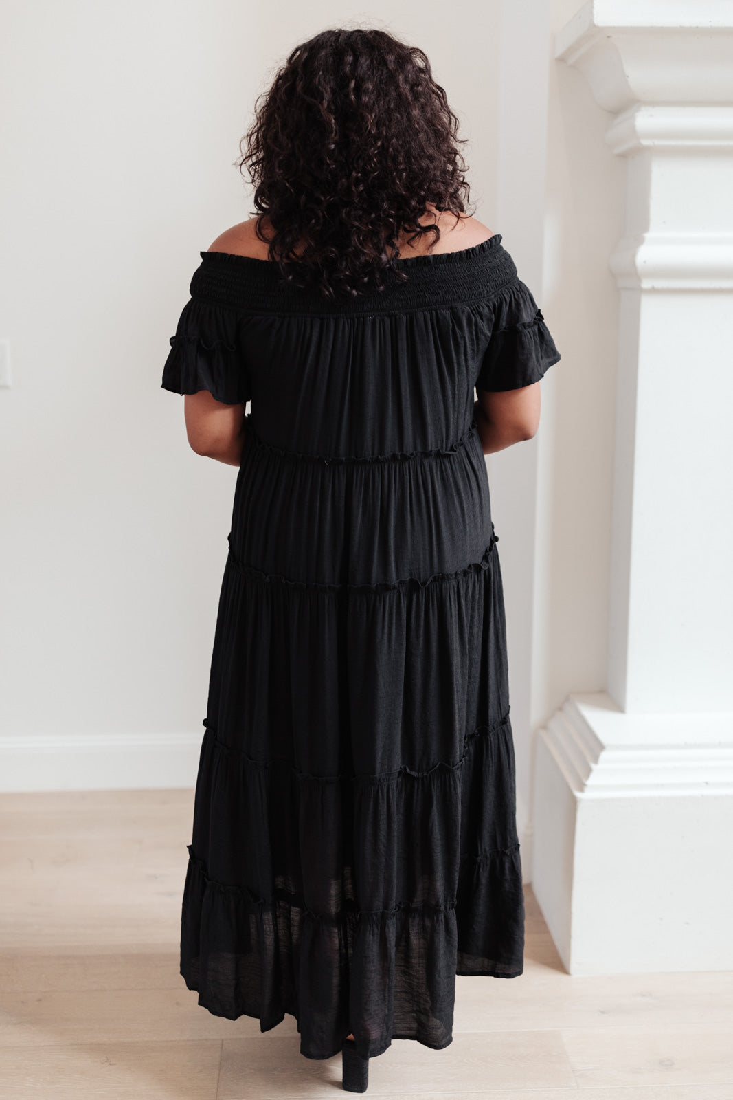 Olivia Tiered Maxi Dress in Black