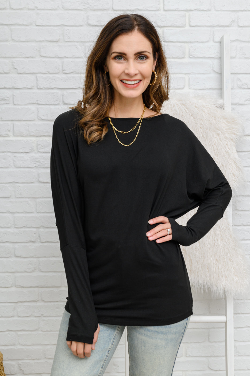 Olyvia Long Sleeve Top In Black