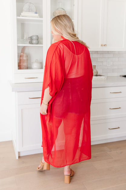 One Way Trip Kimono in Cherry Red