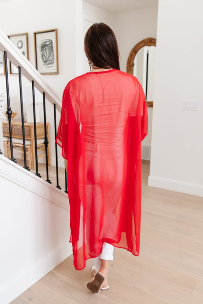 One Way Trip Kimono in Cherry Red