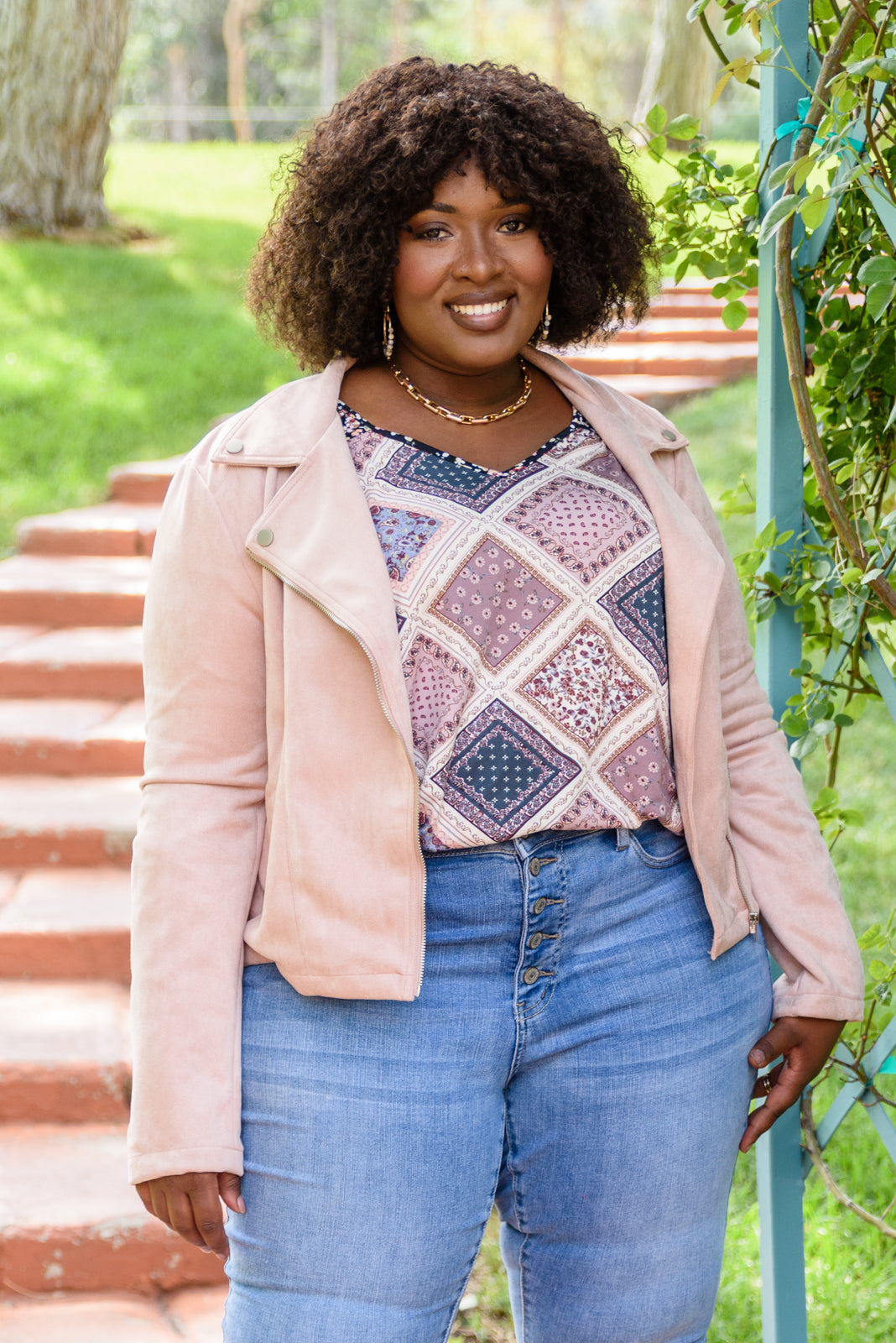 Patch Of Love Floral Print Top In Mauve