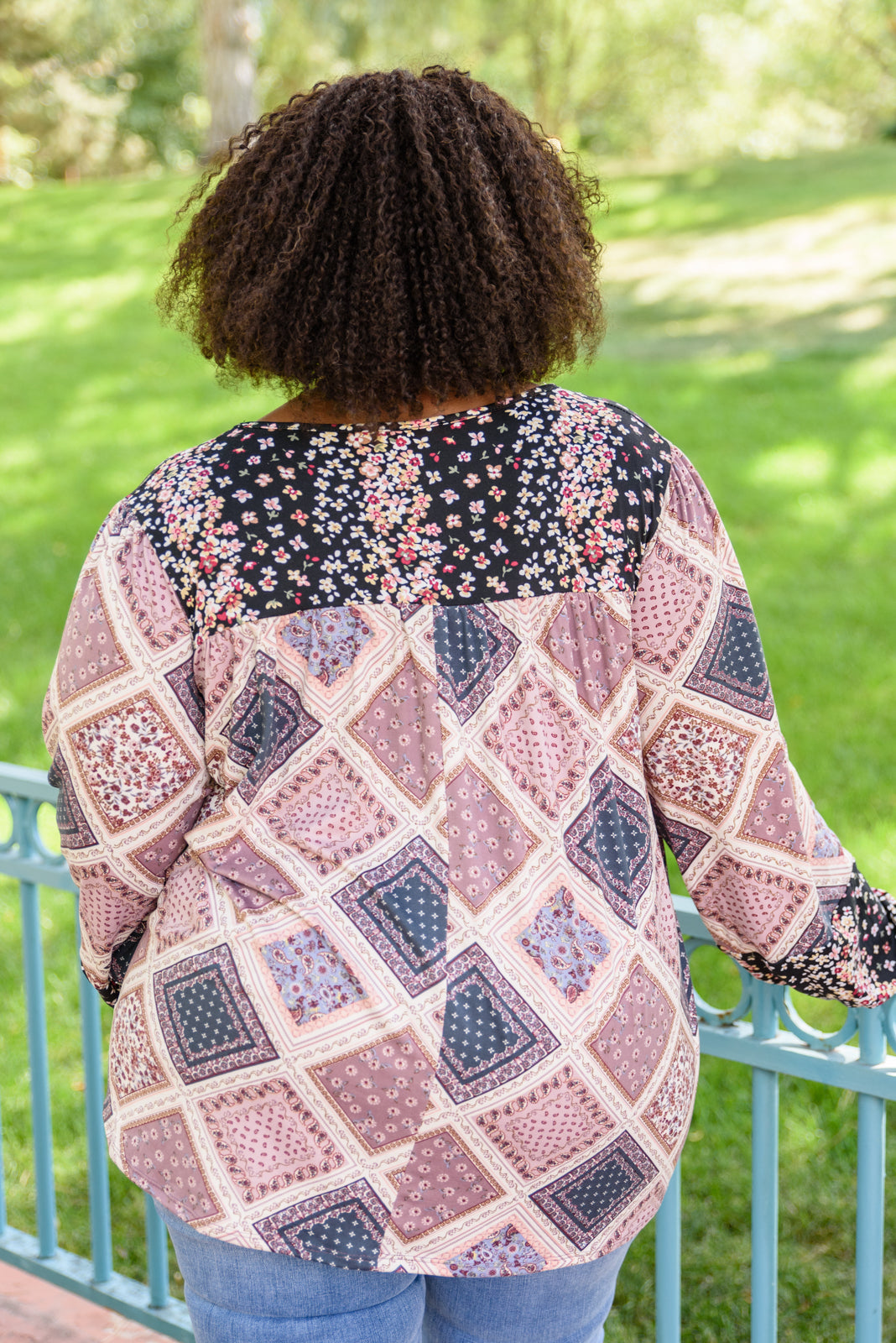 Patch Of Love Floral Print Top In Mauve