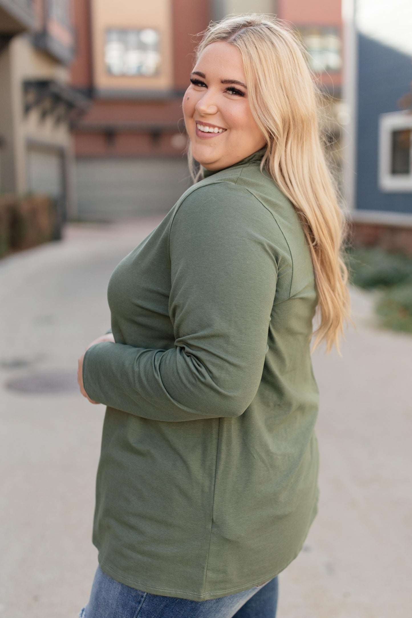 Plain Jane Turtle Neck Top in Cargo