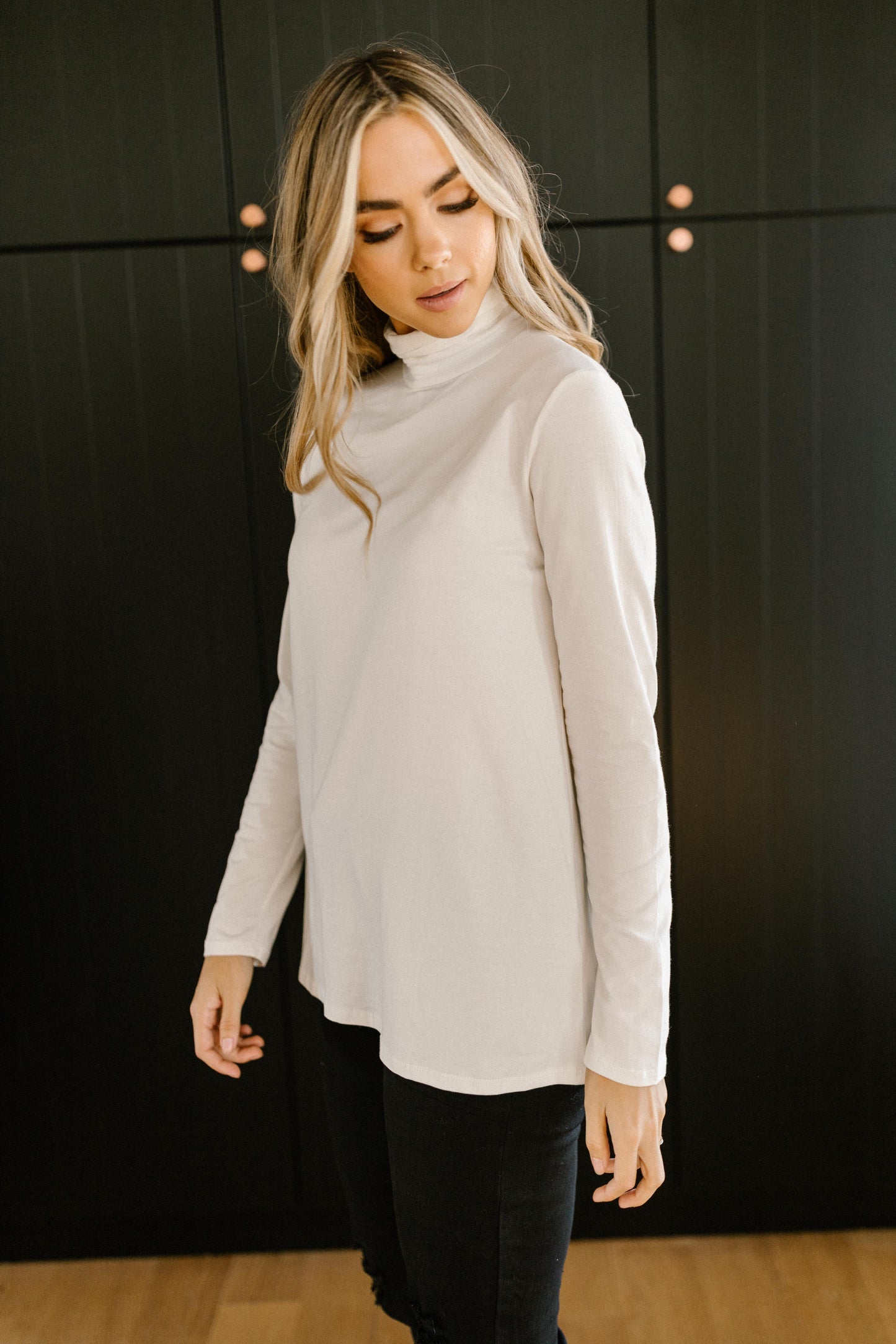 Plain Jane Turtle Neck Top in White