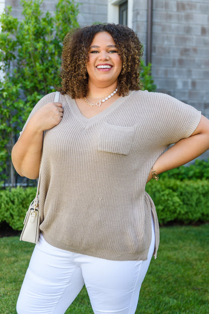 Pure Bliss Knit Top In Taupe