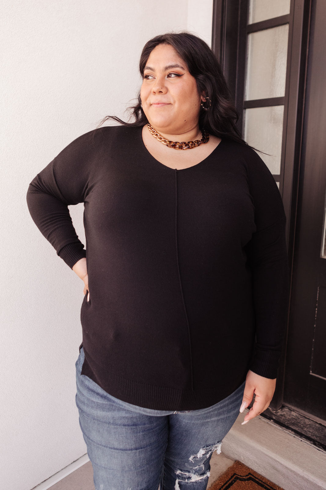 Red Carpet Tunic Top In Black