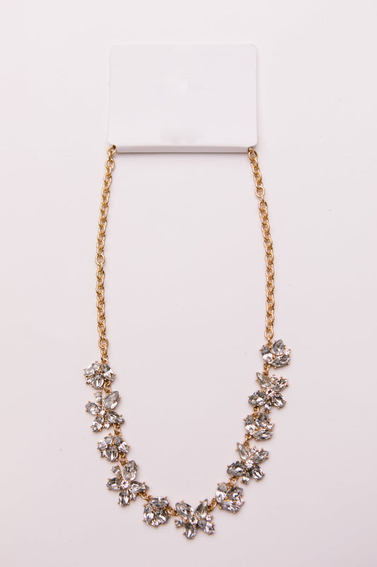 Rhinestone Tiered Floral Necklace