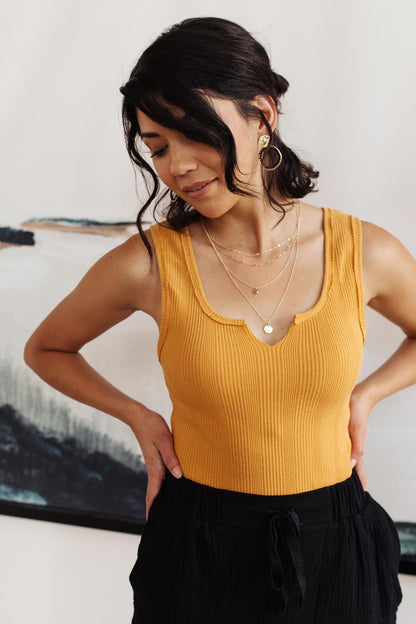 Ribbed Bodysuit in Saffron