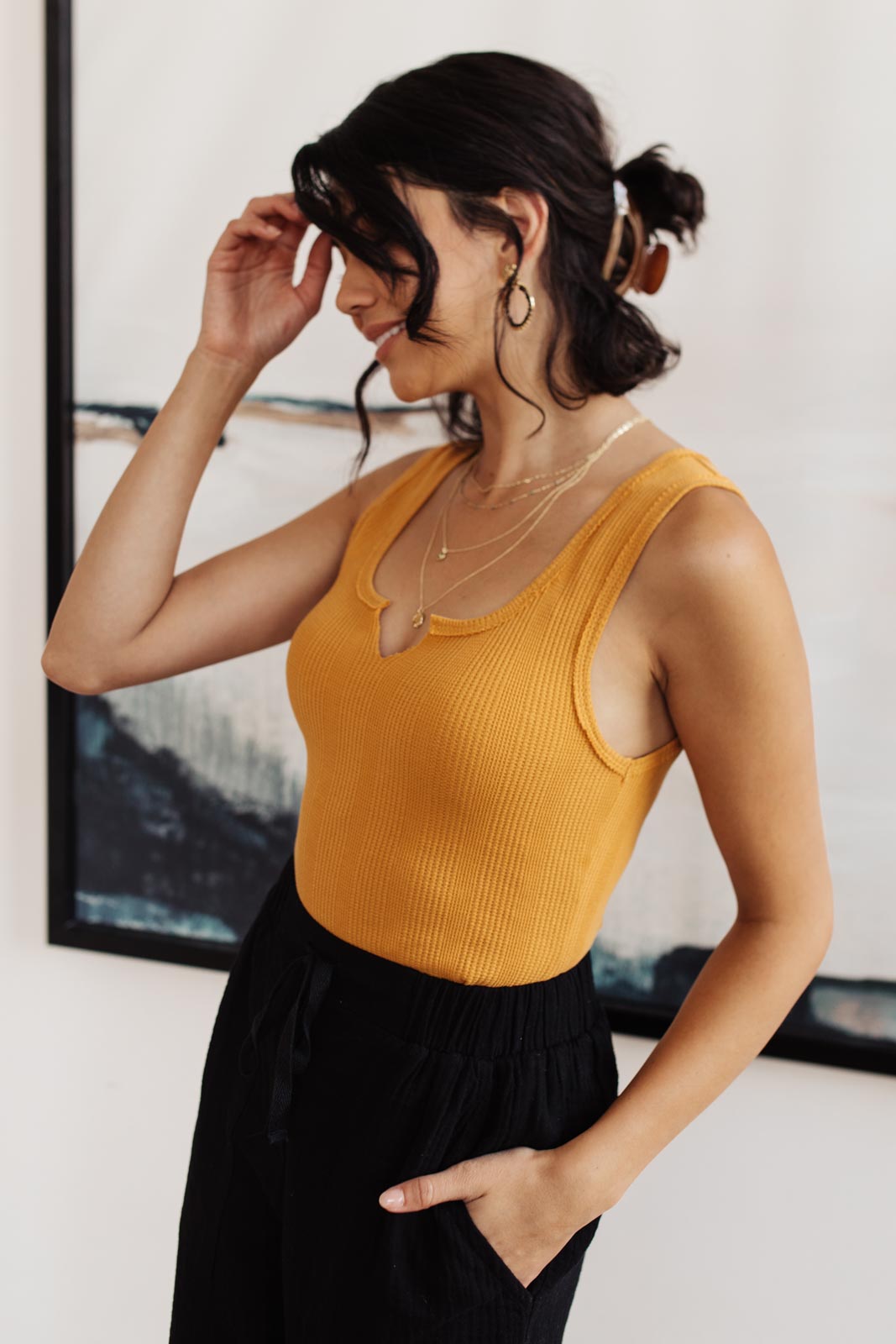 Ribbed Bodysuit in Saffron