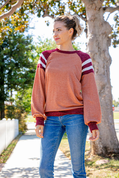 French Terry Game Day Color Block Top