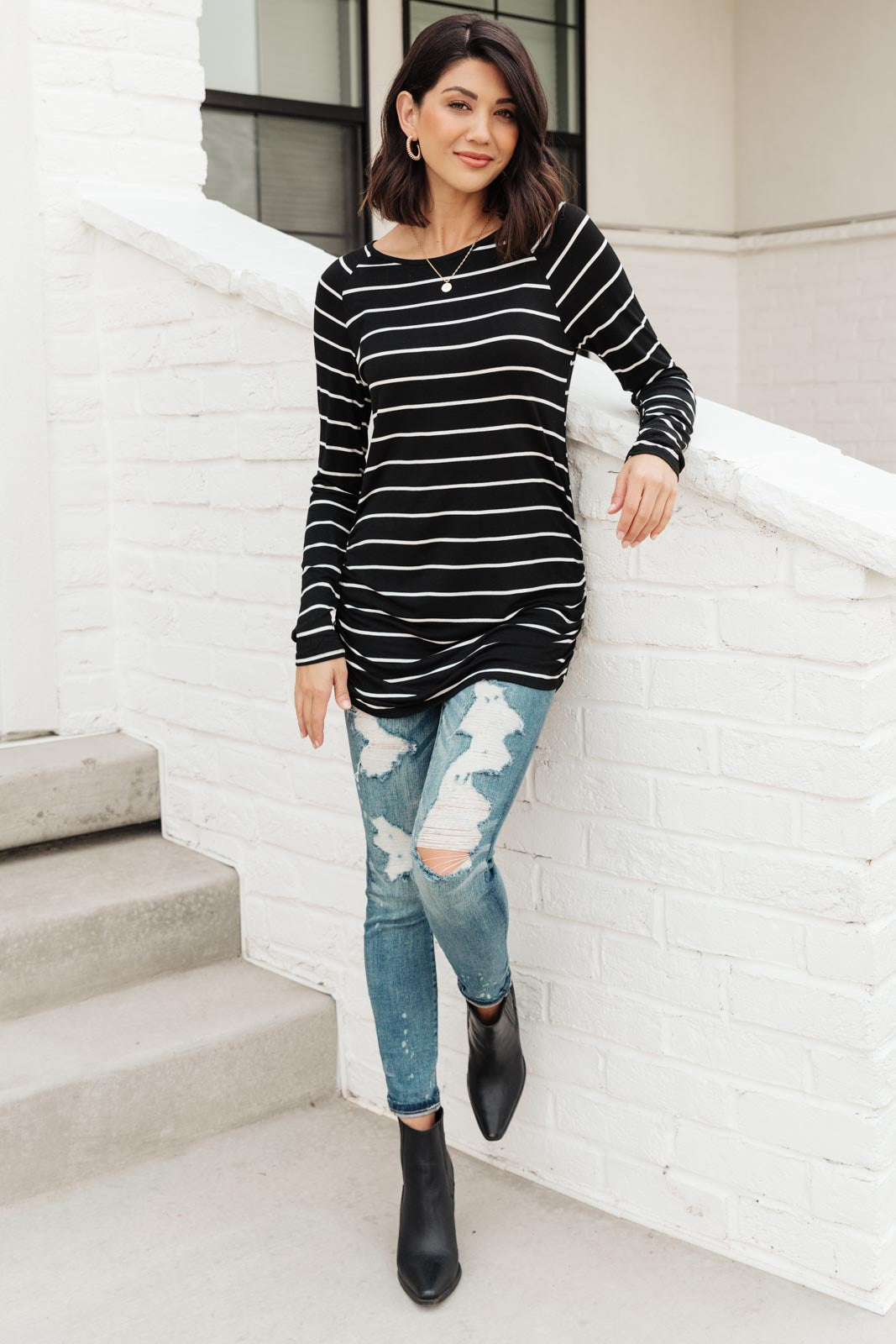 Sailing Stripes Top in Black