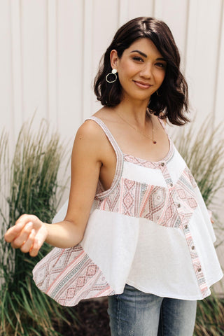 Santa Fe Aztec Tank in White