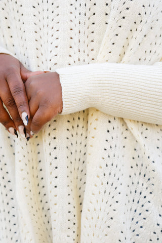 Seeing Patterns Loose Fit Knit Sweater In Cream