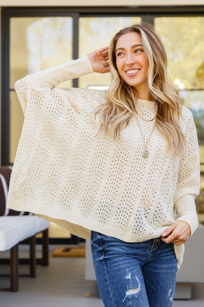 Seeing Patterns Loose Fit Knit Sweater In Cream