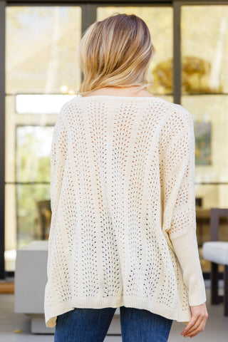 Seeing Patterns Loose Fit Knit Sweater In Cream