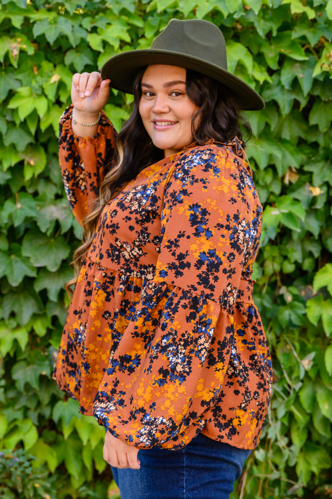 Sense Of Belonging Floral Blouse In Rust