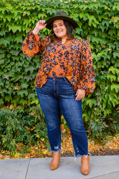 Sense Of Belonging Floral Blouse In Rust