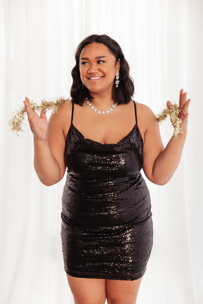 Shining in Sequins Dress in Black