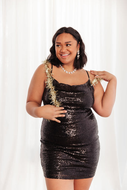 Shining in Sequins Dress in Black