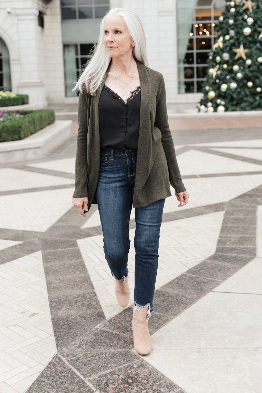 Sienna Sweater knit Cardigan In Olive