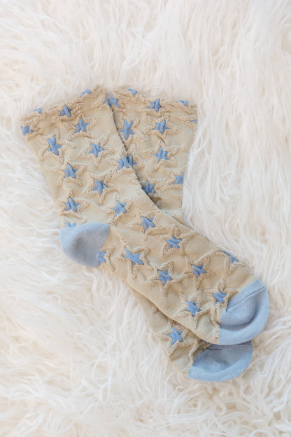 Star Design Socks In Beige