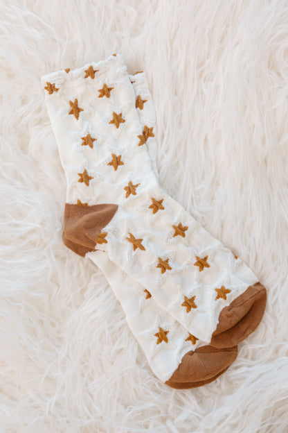 Star Design Socks In White