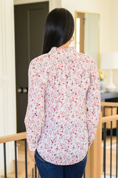 Stella Notched Neck Floral Long Sleeve Blouse