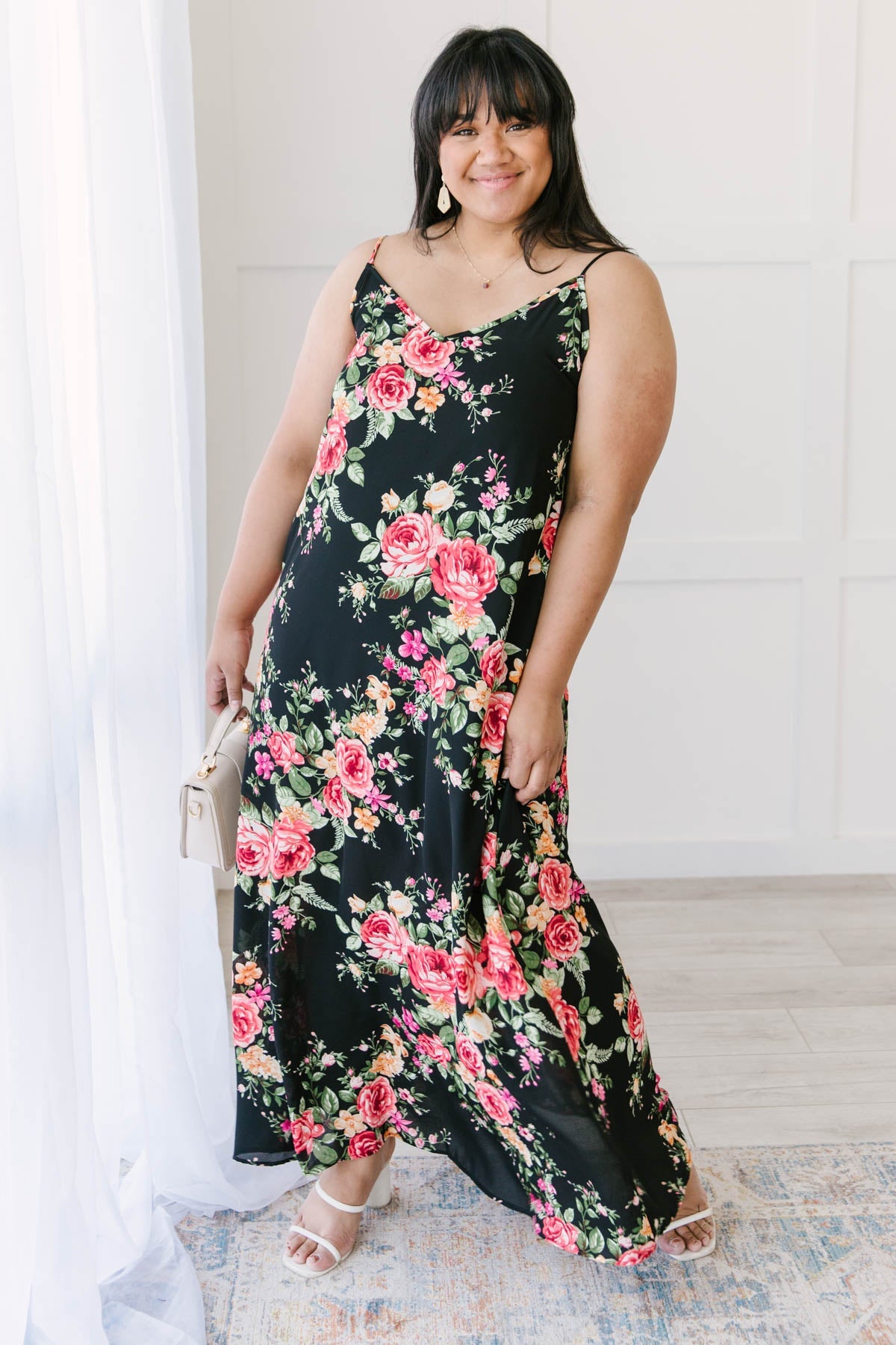 Stuck With Me Floral Maxi in Black