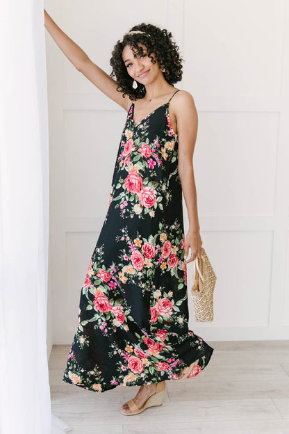 Stuck With Me Floral Maxi in Black