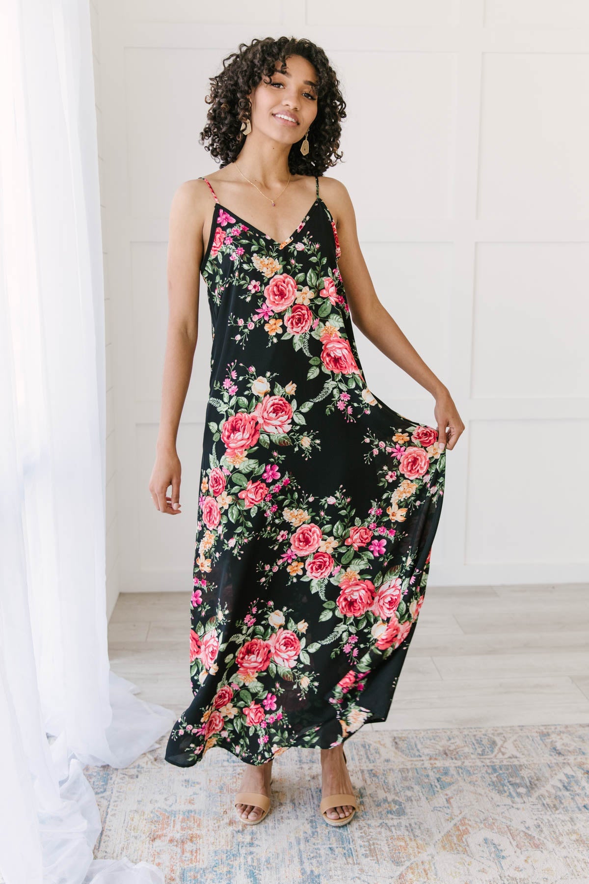 Stuck With Me Floral Maxi in Black