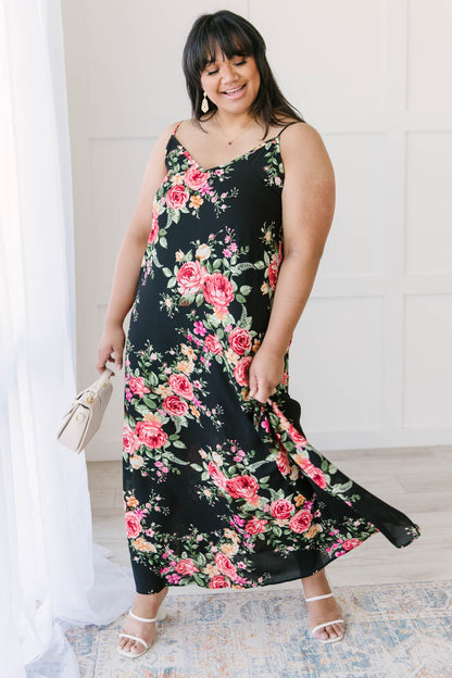 Stuck With Me Floral Maxi in Black