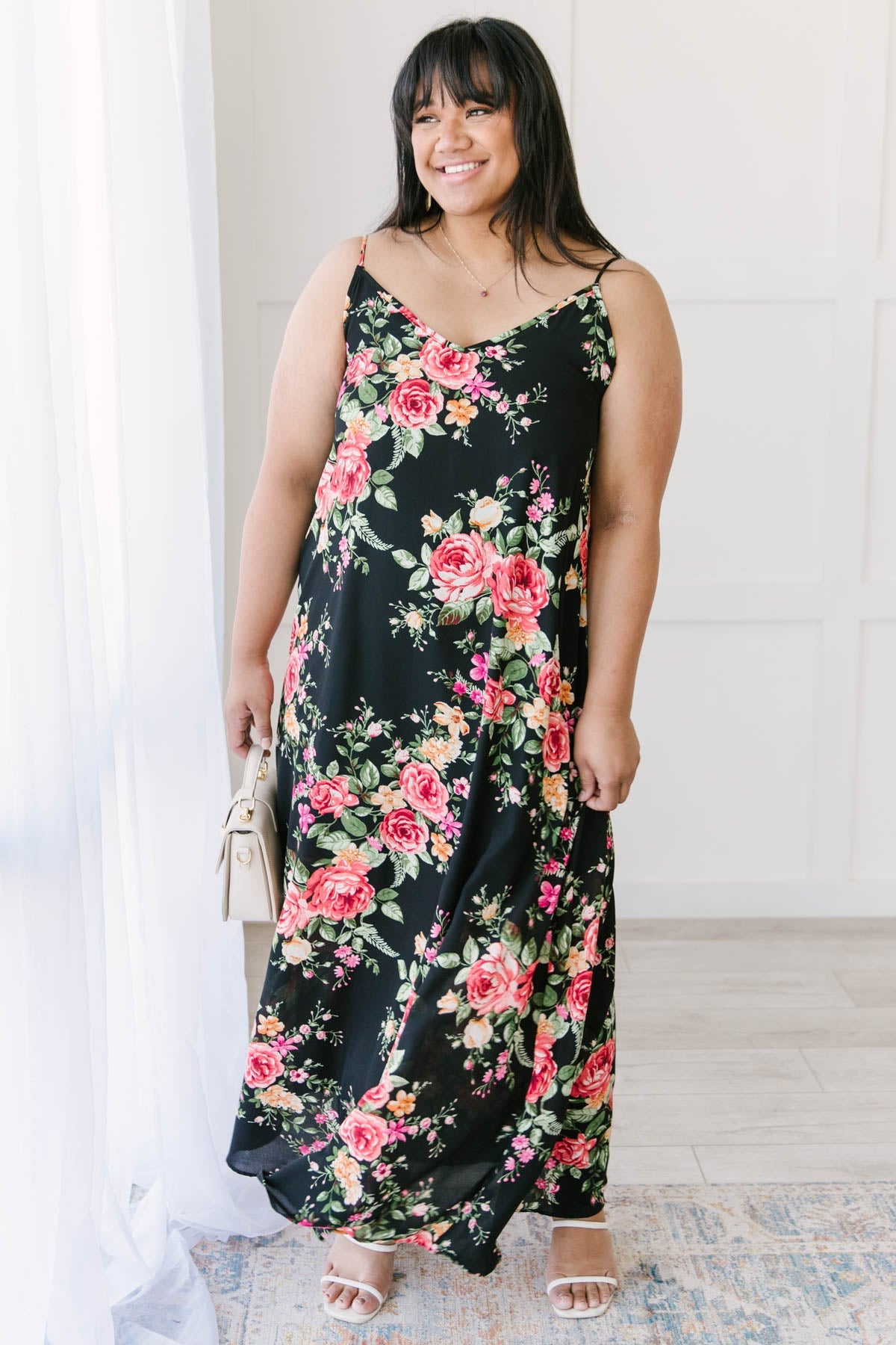 Stuck With Me Floral Maxi in Black