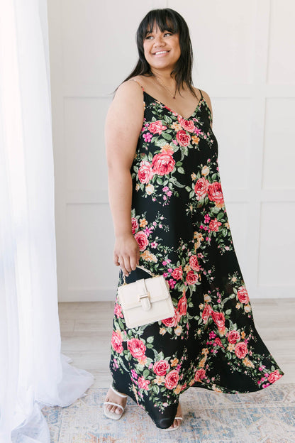 Stuck With Me Floral Maxi in Black