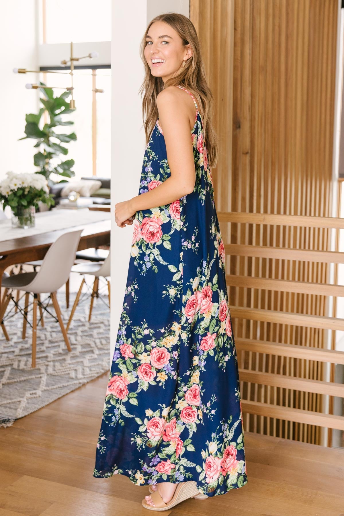 Stuck With Me Floral Maxi in Navy