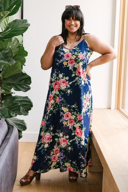 Stuck With Me Floral Maxi in Navy