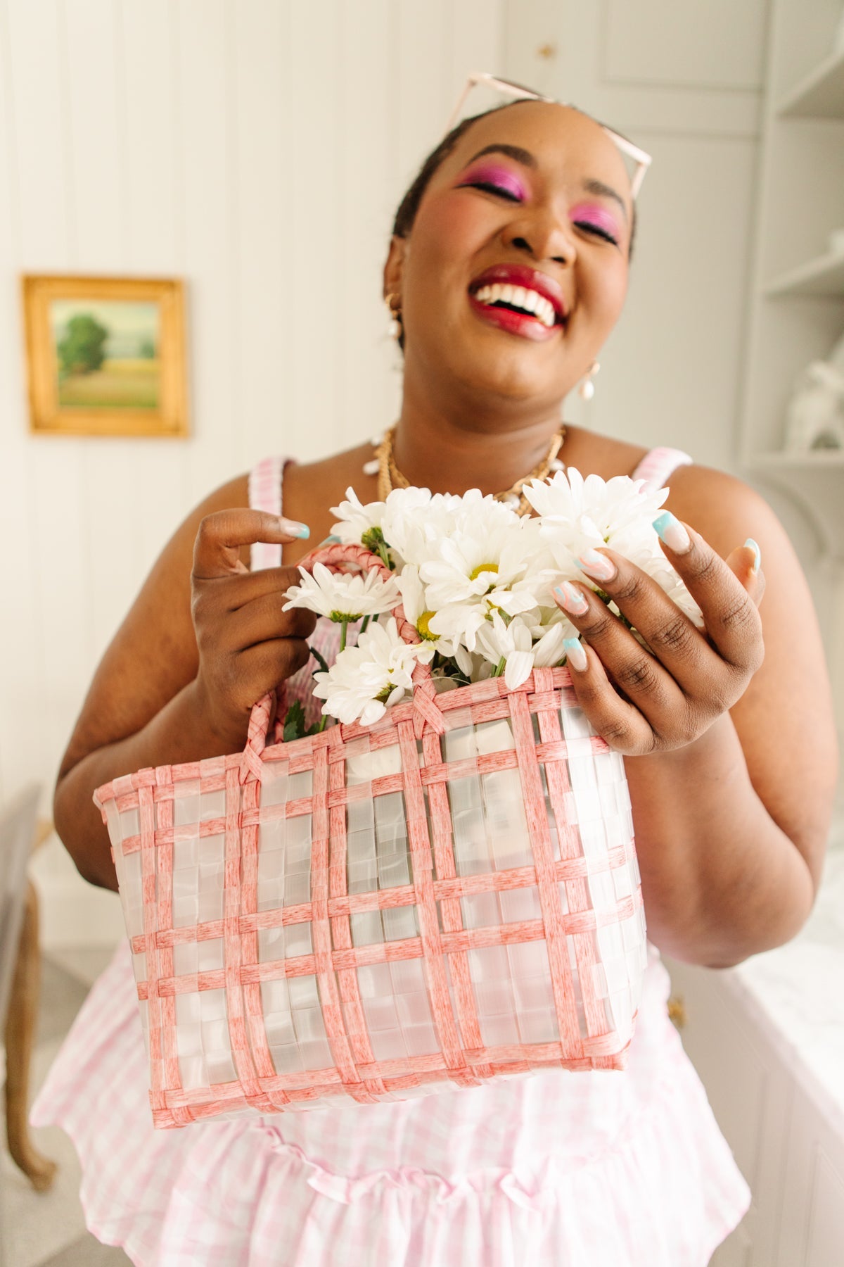 Sunny Days Woven Tote in Pink