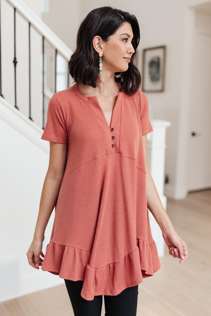 Sweet Breeze Tunic Dress in Rust