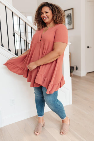 Sweet Breeze Tunic Dress in Rust