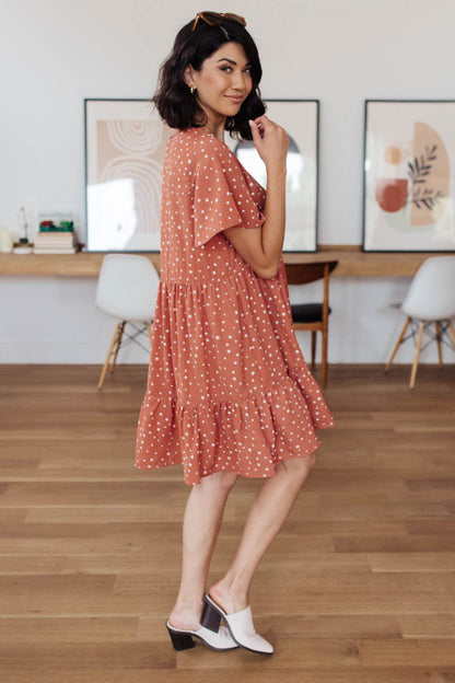 Sweet Dots Dress in Brick