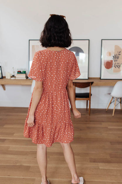 Sweet Dots Dress in Brick