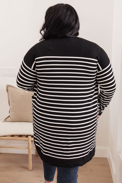 Swift Stripes Pocket Cardigan in Black & White