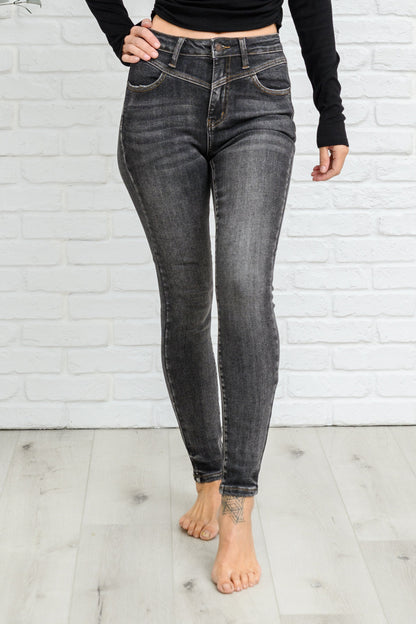 Tabitha Front Yoke Skinny Black Wash Jeans