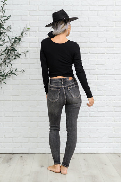 Tabitha Front Yoke Skinny Black Wash Jeans