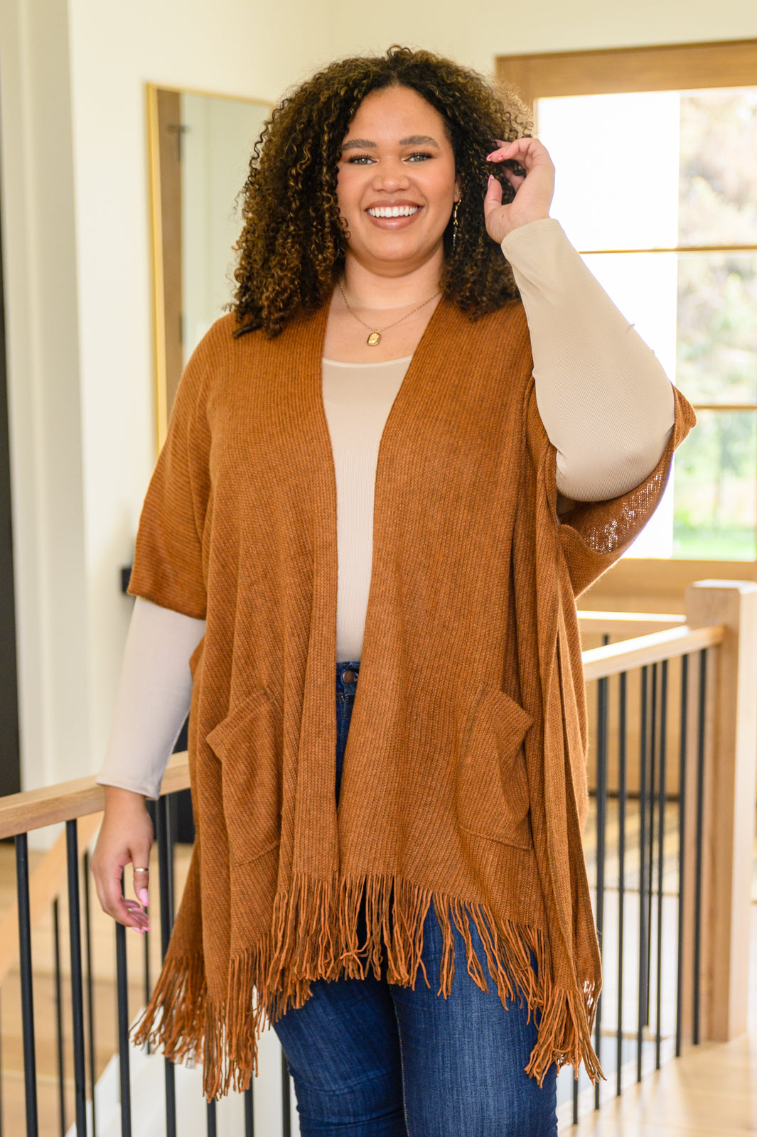 Tell My Story Rib Knit Kimono In Camel