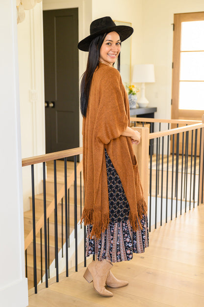 Tell My Story Rib Knit Kimono In Camel