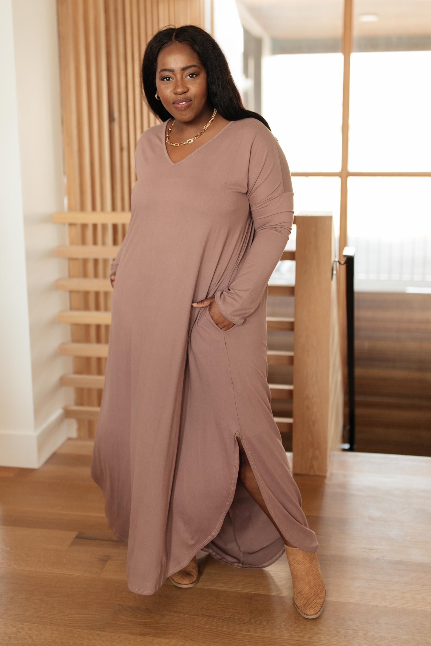 The Melanie Maxi Dress in Mauve