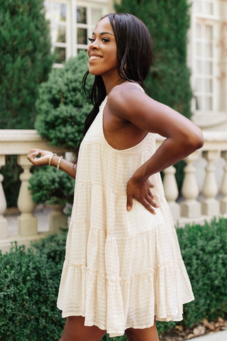 Tiered Halter Dress in Natural